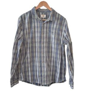 Marine Layer Plaid Corduroy Lightweight Long Sleeve Button Front Shirt Sz Large